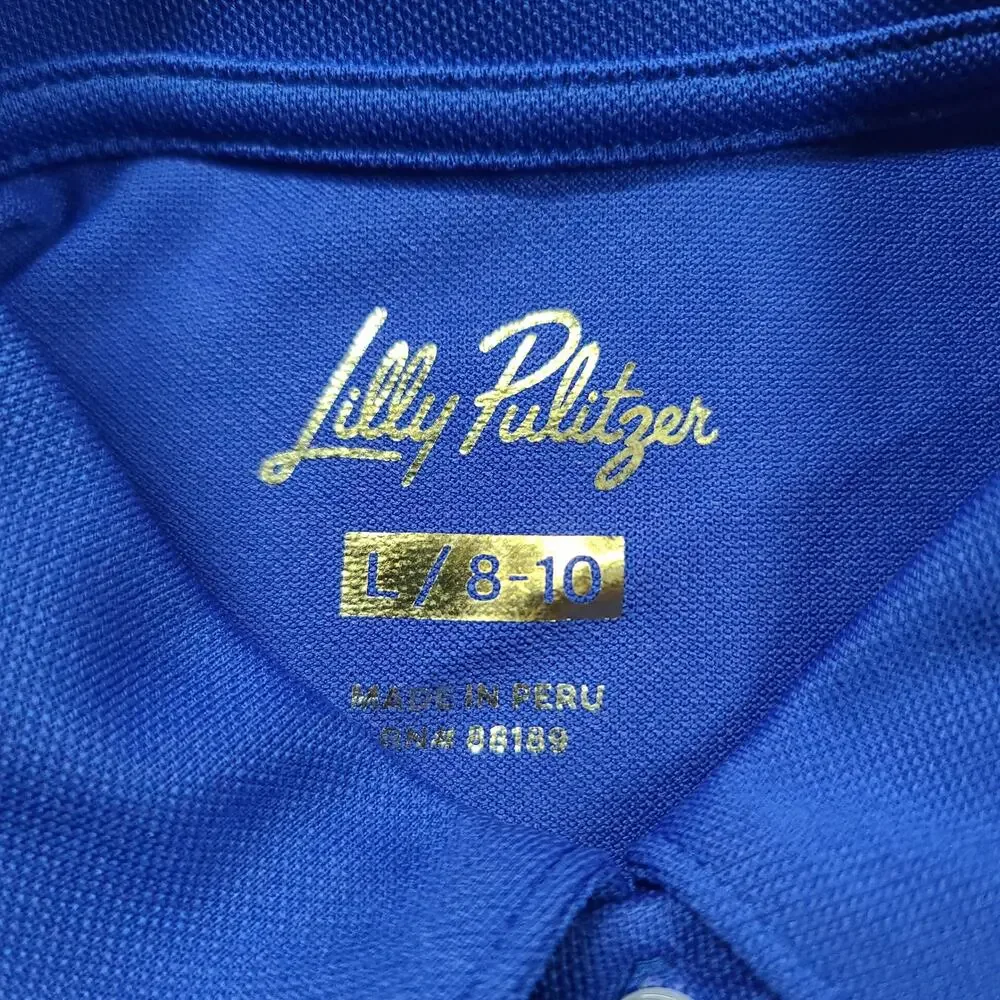 Lilly Pulitzer Luxletic mini Frida polo Girls Blue Large 8/10 Preppy Resortwear